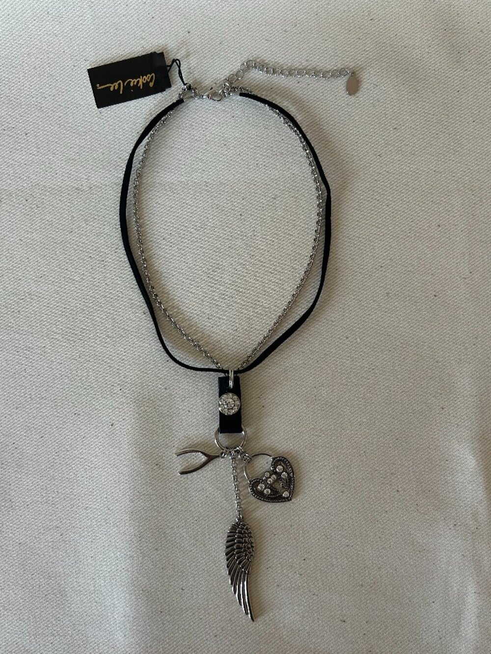 Cookie Lee Black Faux Suede Choker Necklace
